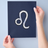 Leo Zodiac Sign auf Navy Blue Carbon Fibre Print Flyer (Hand)