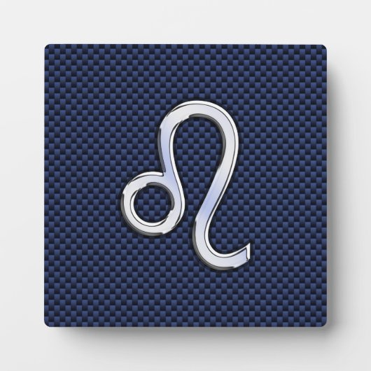 Leo Zodiac Sign auf Navy Blue Carbon Fibre Print Fotoplatte (Vorderseite)