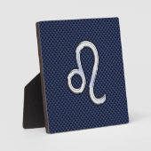 Leo Zodiac Sign auf Navy Blue Carbon Fibre Print Fotoplatte (Vorderseite)