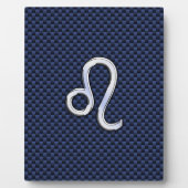 Leo Zodiac Sign auf Navy Blue Carbon Fibre Print Fotoplatte (Vorderseite)