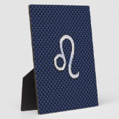 Leo Zodiac Sign auf Navy Blue Carbon Fibre Print Fotoplatte (Seite)
