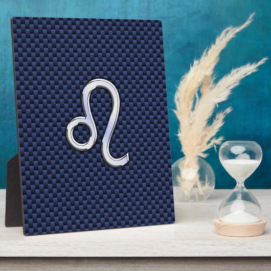 Leo Zodiac Sign auf Navy Blue Carbon Fibre Print Fotoplatte (Seite)