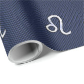 Leo Zodiac Sign auf Navy Blue Carbon Fibre Print Geschenkpapier (Rolleneckpunkt)