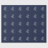 Leo Zodiac Sign auf Navy Blue Carbon Fibre Print Geschenkpapier (Flach)