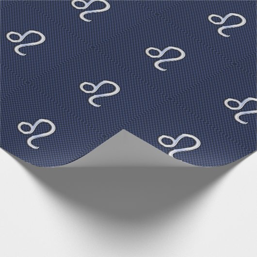 Leo Zodiac Sign auf Navy Blue Carbon Fibre Print Geschenkpapier (Ecke)