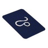 Leo Zodiac Sign auf Navy Blue Carbon Fibre Print Magnet (Rechte Seite)