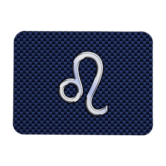 Leo Zodiac Sign auf Navy Blue Carbon Fibre Print Magnet (Horizontal)