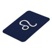 Leo Zodiac Sign auf Navy Blue Carbon Fibre Print Magnet (Linke Seite)