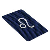 Leo Zodiac Sign auf Navy Blue Carbon Fibre Print Magnet (Rechte Seite)