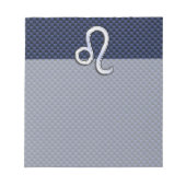 Leo Zodiac Sign auf Navy Blue Carbon Fibre Print Notizblock (Vorderseite)