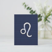 Leo Zodiac Sign auf Navy Blue Carbon Fibre Print Postkarte (Stehend Vorderseite)
