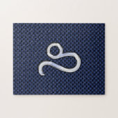 Leo Zodiac Sign auf Navy Blue Carbon Fibre Print Puzzle (Horizontal)