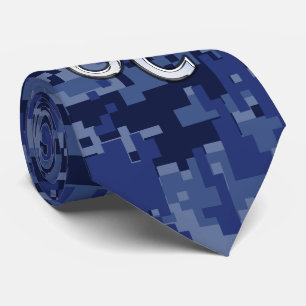 Leo Zodiac Sign auf Navy Blue Digital Camouflage Krawatte