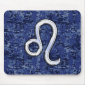 Leo Zodiac Sign auf Navy Blue Digital Camouflage Mousepad (Vorne)