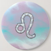 Leo Zodiac Sign auf Pastels Nacre Style Print Button (Vorderseite)
