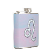 Leo Zodiac Sign auf Pastels Nacre Style Print Flachmann (Rechts)