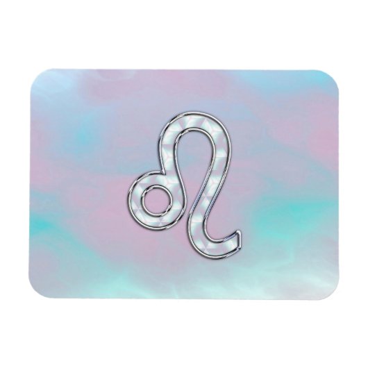 Leo Zodiac Sign auf Pastels Nacre Style Print Magnet (Horizontal)