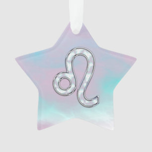 Leo Zodiac Sign auf Pastels Nacre Style Print Ornament