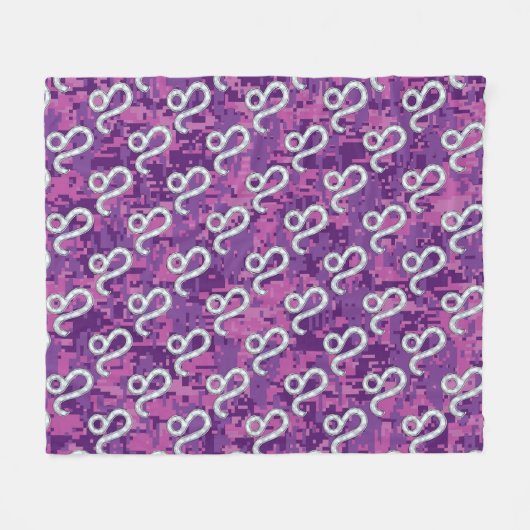 Leo Zodiac Sign auf Pink Fuchsia Digital Camouflag Fleecedecke (Vorderseite (Horizontal))