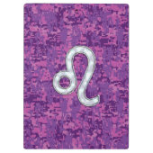 Leo Zodiac Sign auf Pink Fuchsia Digital Camouflag Klemmbrett (Rückseite)