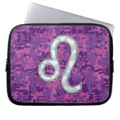 Leo Zodiac Sign auf Pink Fuchsia Digital Camouflag Laptopschutzhülle (Vorderseite)