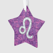 Leo Zodiac Sign auf Pink Fuchsia Digital Camouflag Ornament (Vorderseite)