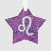 Leo Zodiac Sign auf Pink Fuchsia Digital Camouflag Ornament (Vorderseite)