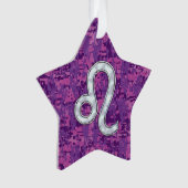 Leo Zodiac Sign auf Pink Fuchsia Digital Camouflag Ornament (Vorderseite)