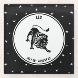 Leo Zodiac Sign, Black & White Glass Untersetzer