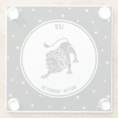Leo Zodiac Sign, Black & White Glass Untersetzer (Rückseite)