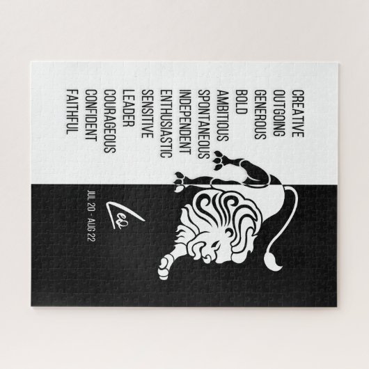 Leo Zodiac Sign, Black & White Jigsaw Puzzle (Horizontal)