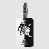 Leo Zodiac Sign Black & White Luggage Tag Gepäckanhänger (Vorderseite Vertikal)