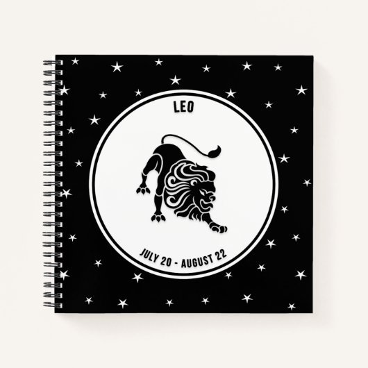 Leo Zodiac Sign, Black & White Notebook Notizblock (Vorderseite)