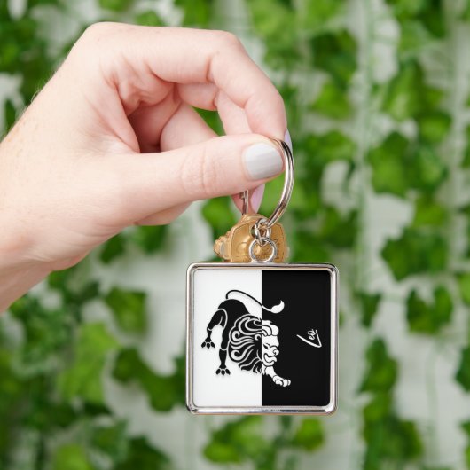 Leo Zodiac Sign, Black & White Schlüsselanhänger (Hand)