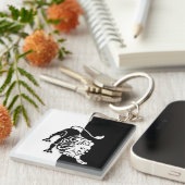 Leo Zodiac Sign, Black & White Schlüsselanhänger (Vorderseite rechts)