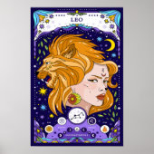 Leo Zodiac Sign Blue Poster - Radiant and Regal (Vorne)