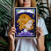 Leo Zodiac Sign Blue Poster - Radiant and Regal