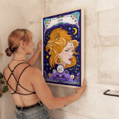 Leo Zodiac Sign Blue Poster - Radiant and Regal
