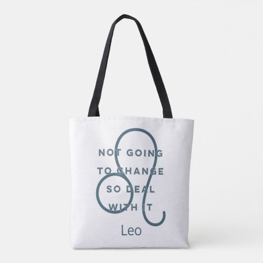 Leo Zodiac Sign Fusion Zitat Blau & Weiß Tasche (Rückseite)