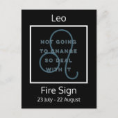 Leo Zodiac Sign Fusion Zitat in Blau und Weiß Postkarte (Vorderseite)
