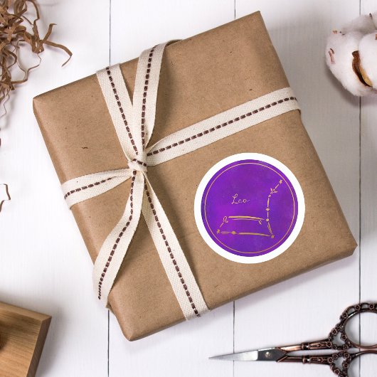 Leo Zodiac Sign Gold Foil Constellation Runder Aufkleber