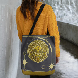 Leo Zodiac Sign Gold Yellow Gray Mandala Tasche