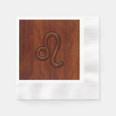 Leo Zodiac Sign im braunen Mahagoni-Holzstil Serviette (Vorderseite)