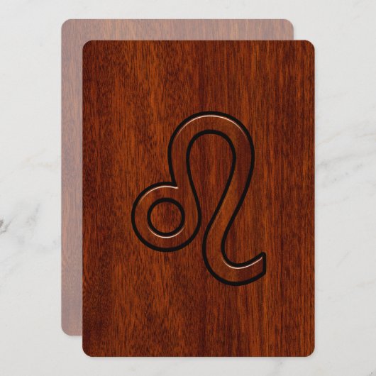 Leo Zodiac Sign im Mahagoniholz (Vorne/Hinten)