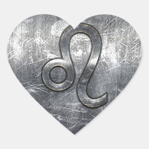 Leo Zodiac Sign in Grunge Bedrückte Dekoration Herz-Aufkleber
