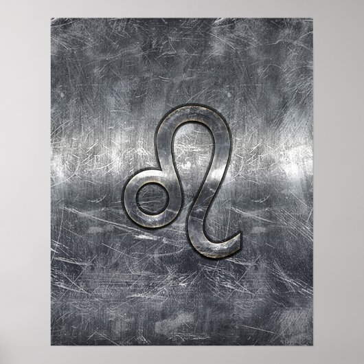 Leo Zodiac Sign in Grunge Distressed Style Poster (Vorne)