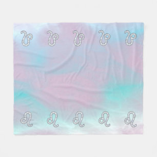 Leo Zodiac Sign in Mother Pearl Style Print Fleecedecke