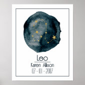 Leo Zodiac Sign: Individuelle Name & Geburtstag Poster (Vorne)
