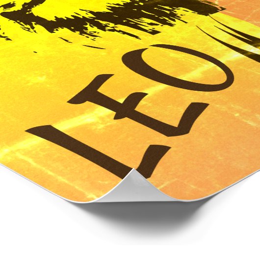 LEO Zodiac Sign ~ Löwengesicht und Sonnenuntergang Poster (Ecke)