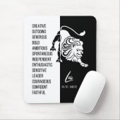 Leo Zodiac Sign Mousepad, Black & White Mousepad (Mit Mouse)